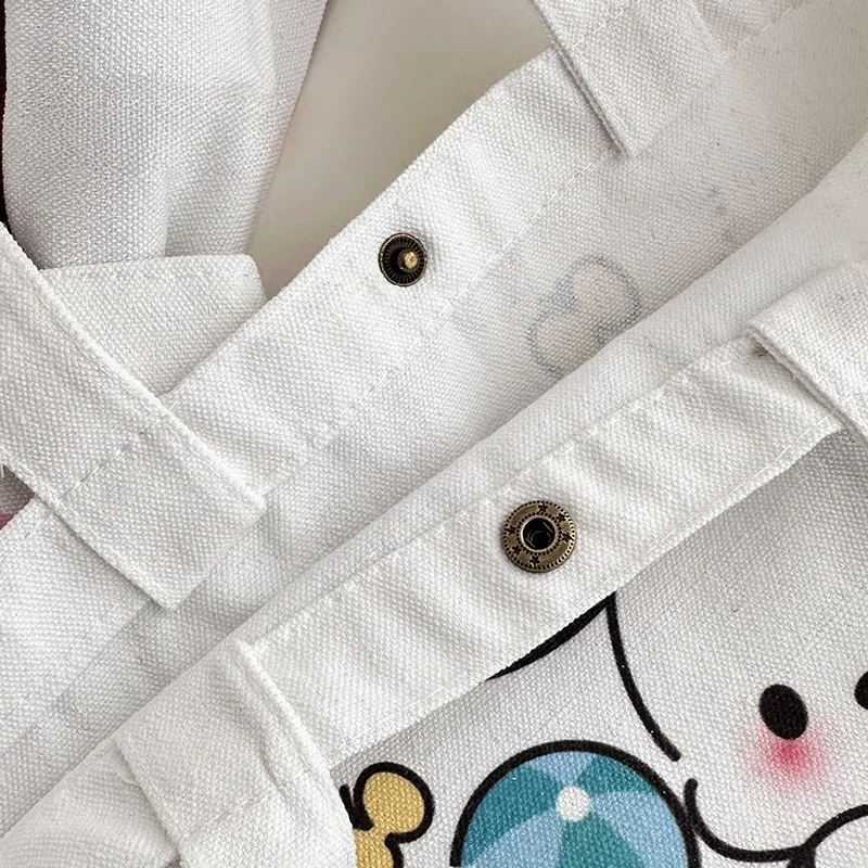 Hello Kitty Women Shoulder Tote Bags Sanrio Cartoon Canvas Handbag with Hasp Girls Gift Luxury Brand Bag High Quality Designer image 5