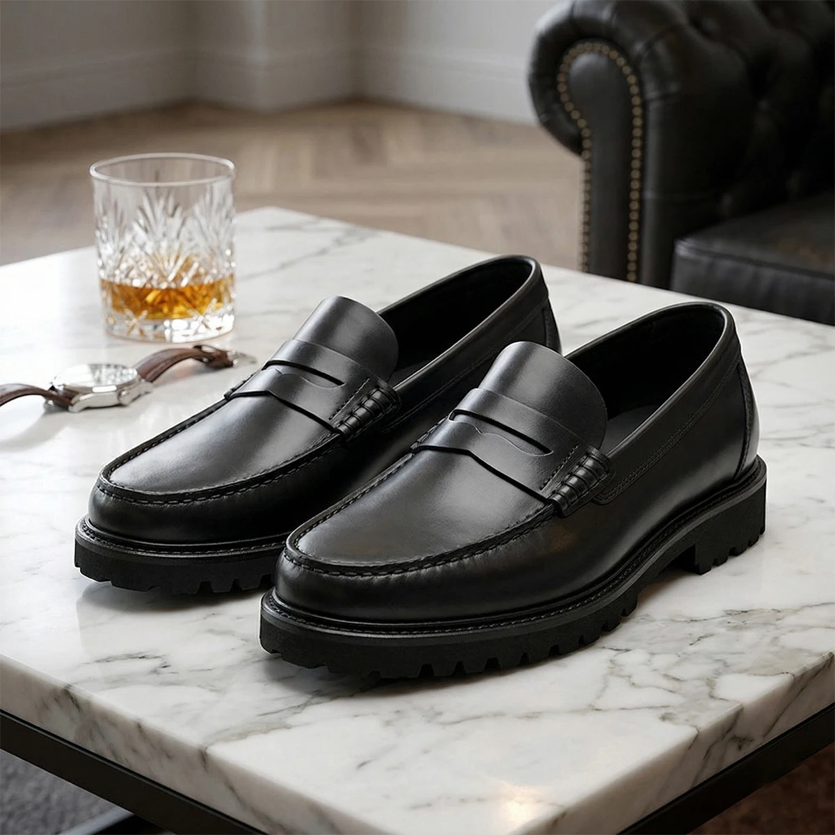 Men's Loafer Shoes High Quality Wear-Resistant Full Grain Leather Casual Shoes