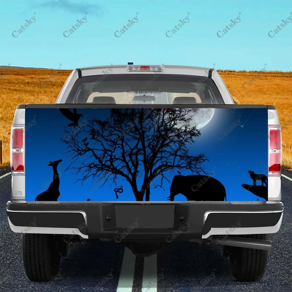 Jungle Night Moon Car Tail Trunk Protect Vinly Wrap Sticker Decal Auto Hood Decoration Engine Cover for SUV Off-road Pickup