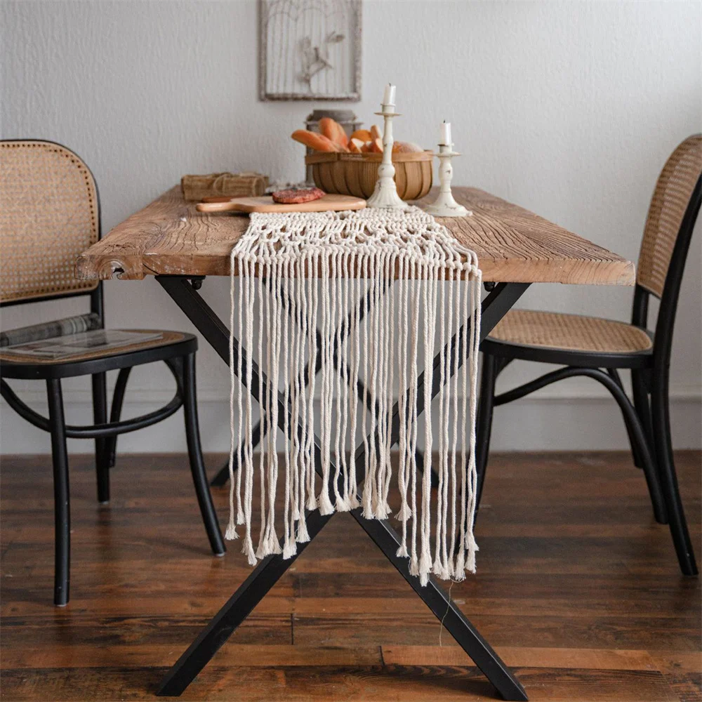 Bohemian Table Runner Hand-woven Placemats Macrame Table Runner With Tassels Table Blanket Bedding Wedding Party Home Decoration