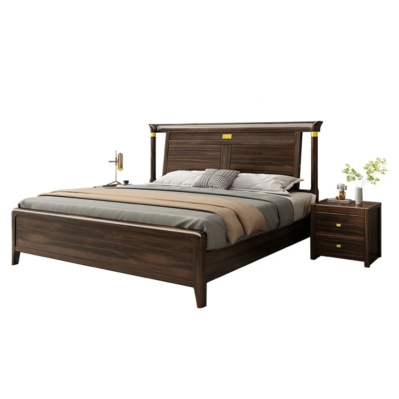 

New Chinese ebony, solid wood bed, modern light luxury storage bed, bedroom