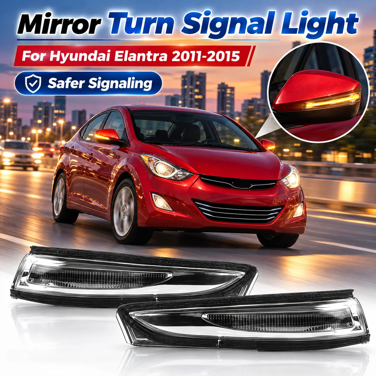 For Hyundai Elantra 2011-2015 Left Right Side Turn Signal Light Pair Car Replacement Indicator Lamp Assembly