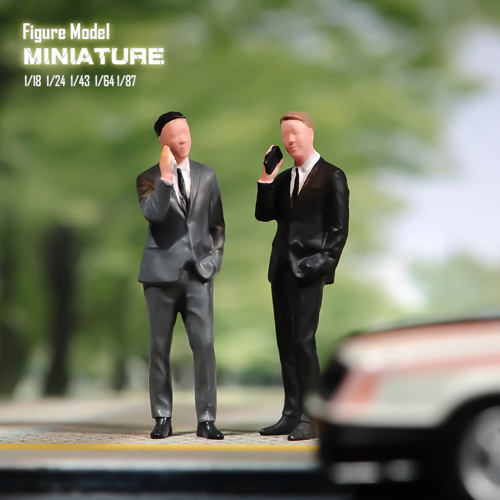 Man Miniature Model 1/87 1/64 1/43 1/24 1/18 Wearing High Suit Boss Making A Phone Call   Street View Decoration Of Car Toy