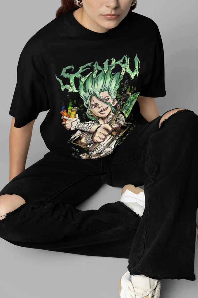 Dr. Stone Tshirt Senku Ishigami Shirt Kohaku T-Shirt Anime Manga Taiju Oki Ryusui