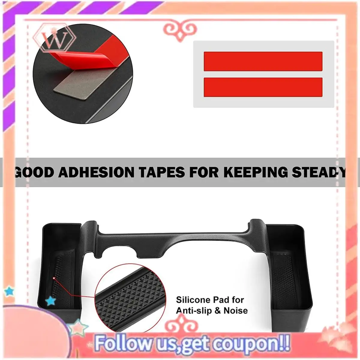 

A88U-Gear Tray For 2011-2017 Jeep Wrangler JK Gear Shift Storage Box With Double Sides Adhesive Tape, Interior Accessories