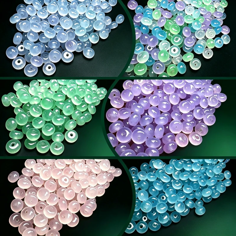 100pcs Jade Colorful Abacus Beads DIY Earrings Bracelet Charm Jadeite Jewellery Fashion Accessories Amulet Gifts for Women Men