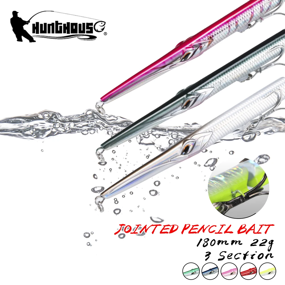 Hunthouse Sea Trolling Pencil Fishing Lure 2-3PCS Set Kit 180mm 22g Sinking Needle Swimbait Harter künstlicher Köder für Seebarsch