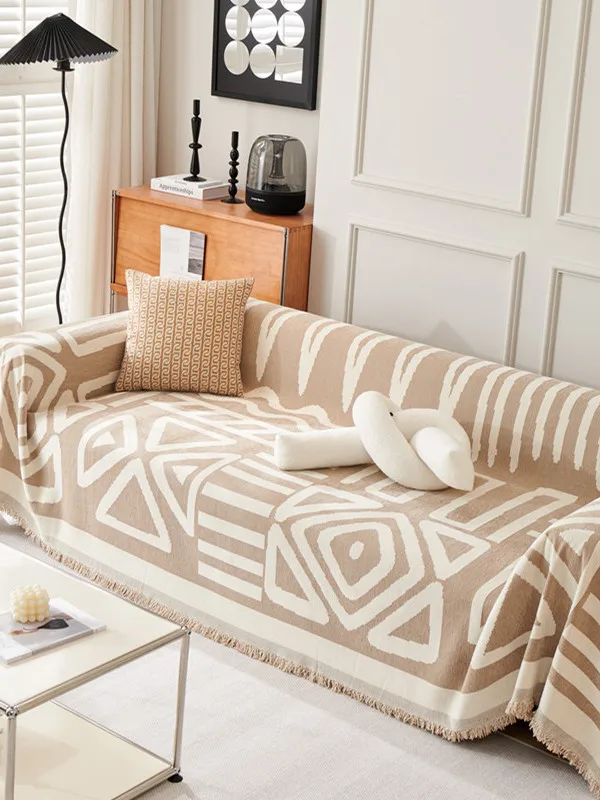 

New Geometric Pattern Sofa Cover Dustproof Decorative Couch Blanket Universal Four Seasons Sofa Towel Snail Home Textile