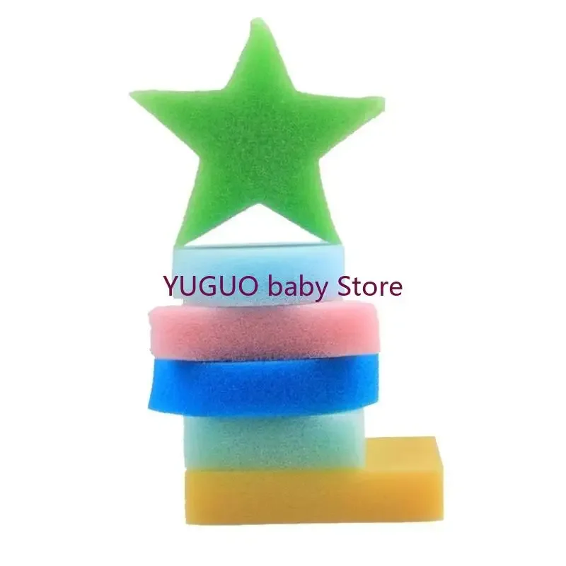 6 ชิ้นฟองน้ำสีสำหรับเด็ก, ภาพวาดล้างทำความสะอาดได้ฟองน้ำการเรียนรู้ฟองน้ำสีเครื่องมือรูปร่างฟองน้ำ Stamper ของขวัญ