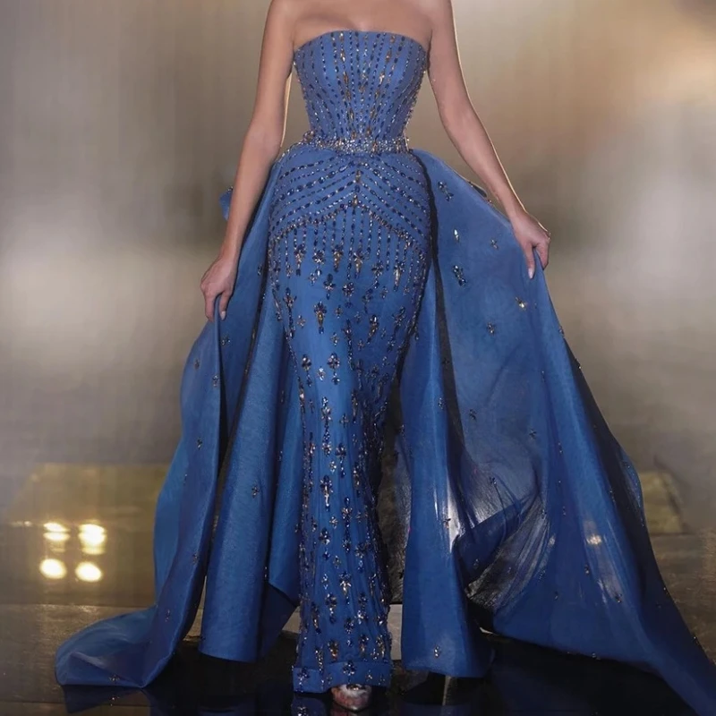 

Роскошное женское вечернее платье с юбкой, длинное платье с бусинами, без бретелек, в стиле Саудовской Аравии, 2024