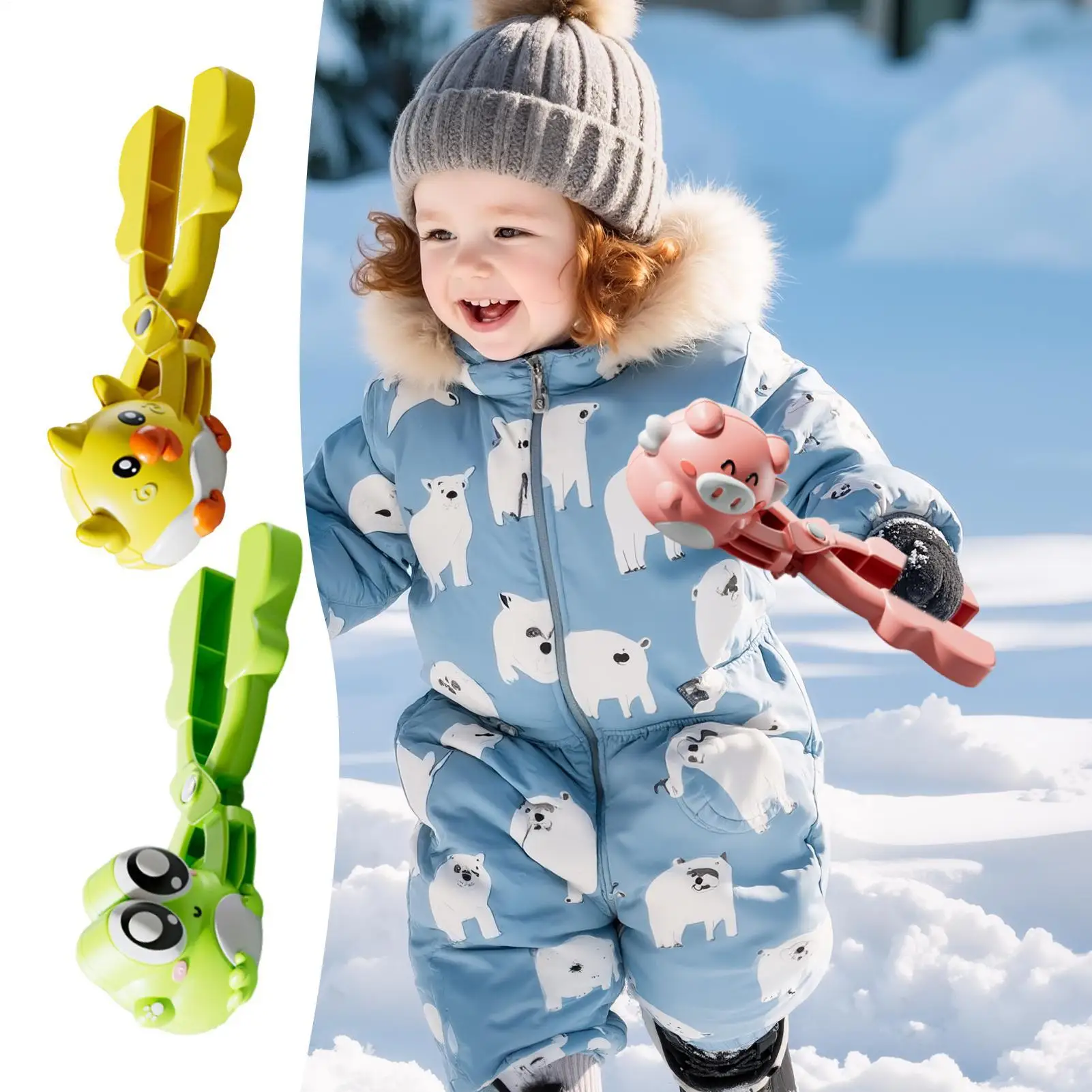 صانع كرات الثلج على شكل حيوان، مشبك على شكل دجاجة، ألعاب كرات الثلج للأطفال والكبار في الهواء الطلق والحديقة والفناء الخلفي لعبة عيد الميلاد الشتوية #1