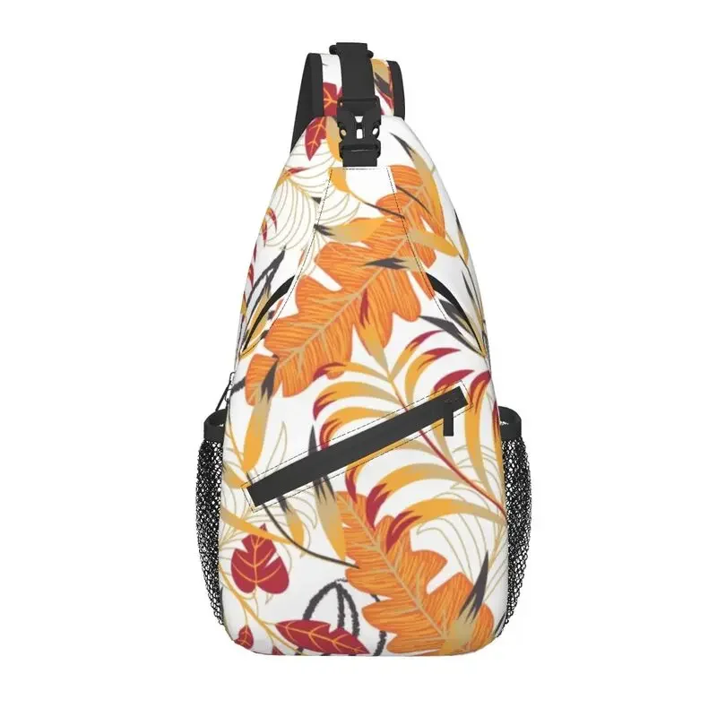 Colors Tropical Plants Sling Crossbody Backpack Men Hawaiian Paradise Summer Leaves Chest Shoulder Bag for Traveling Daypack