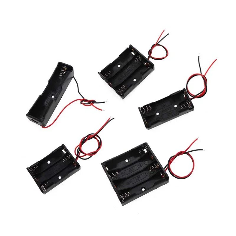 Plastic Standard Size AA/18650 Battery Holder Box Case Black With Wire Lead 3.7V/1.5V Clip