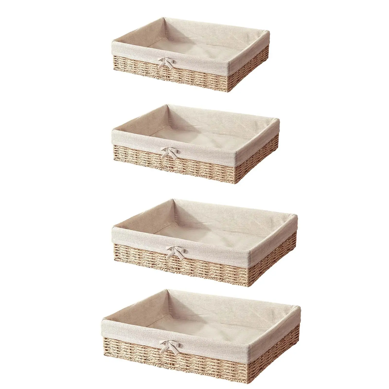 

Woven Baskets Rectangular Organizer Bin Stackable Paper Rope Storage Basket Bin