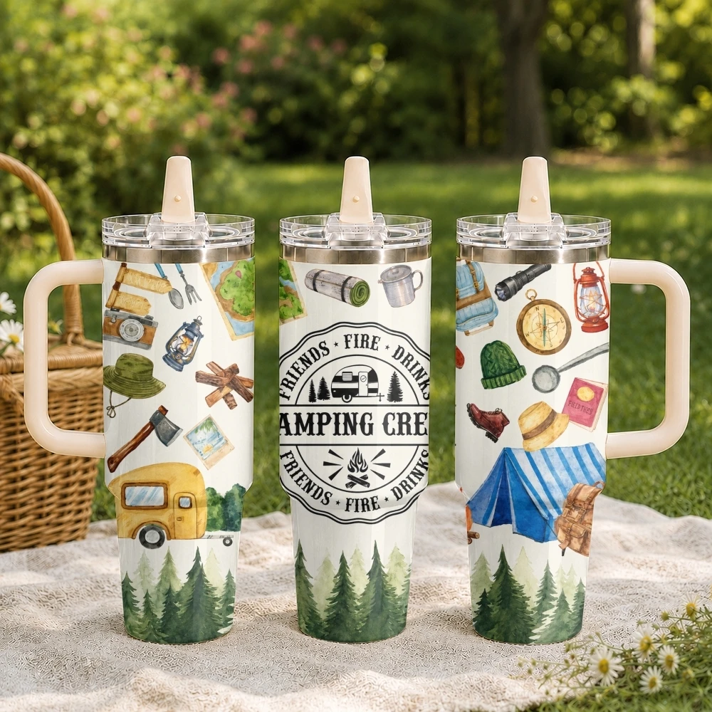 Freedom of Camping Vacuum Flasks 40oz Thermal Tumbler with Handle Stainless Steel Vacuum Insulated Leak Proof Travel Mug