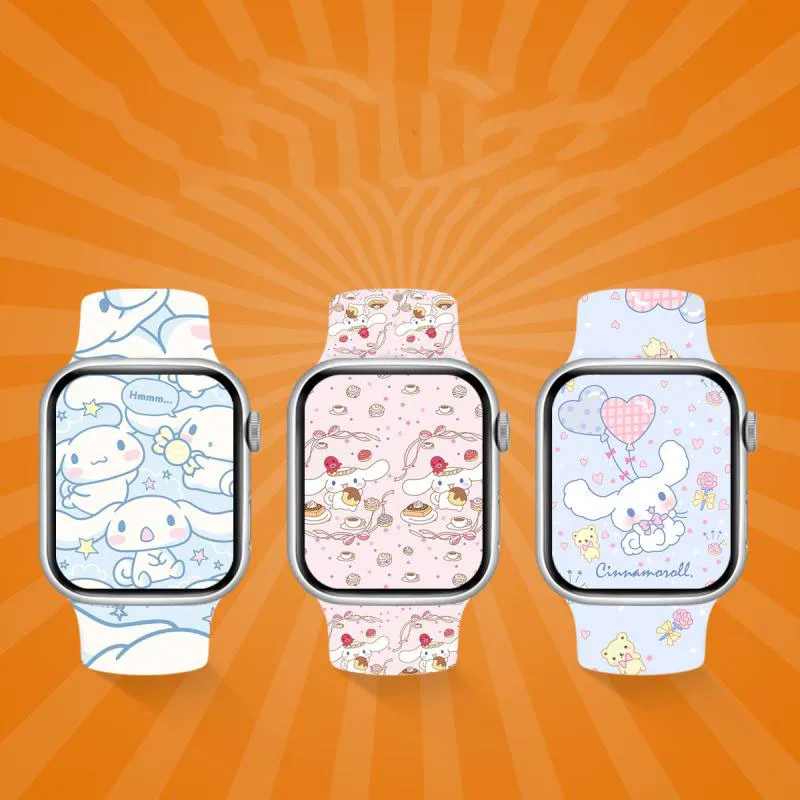 Kawaii Cinnamoroll Kuromi Strap for Apple Smartwatch Band 38Mm 40Mm 41Mm 42Mm 44Mm 45Mm Cartoon Bracelet Iwatch 7/6/5/4/3/2/1/se