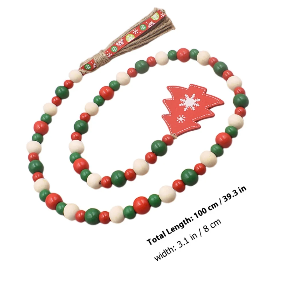 Natal grânulo de madeira guirlanda fazenda contas borla decoração de madeira para árvore parede janela porta pendurado decoração festa de férias
