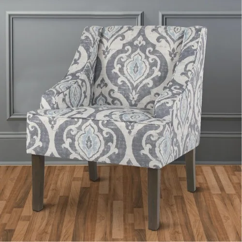 

# Wooden Accent Chair With Swooping Armrests Modern Design Tufted Leisure Chair