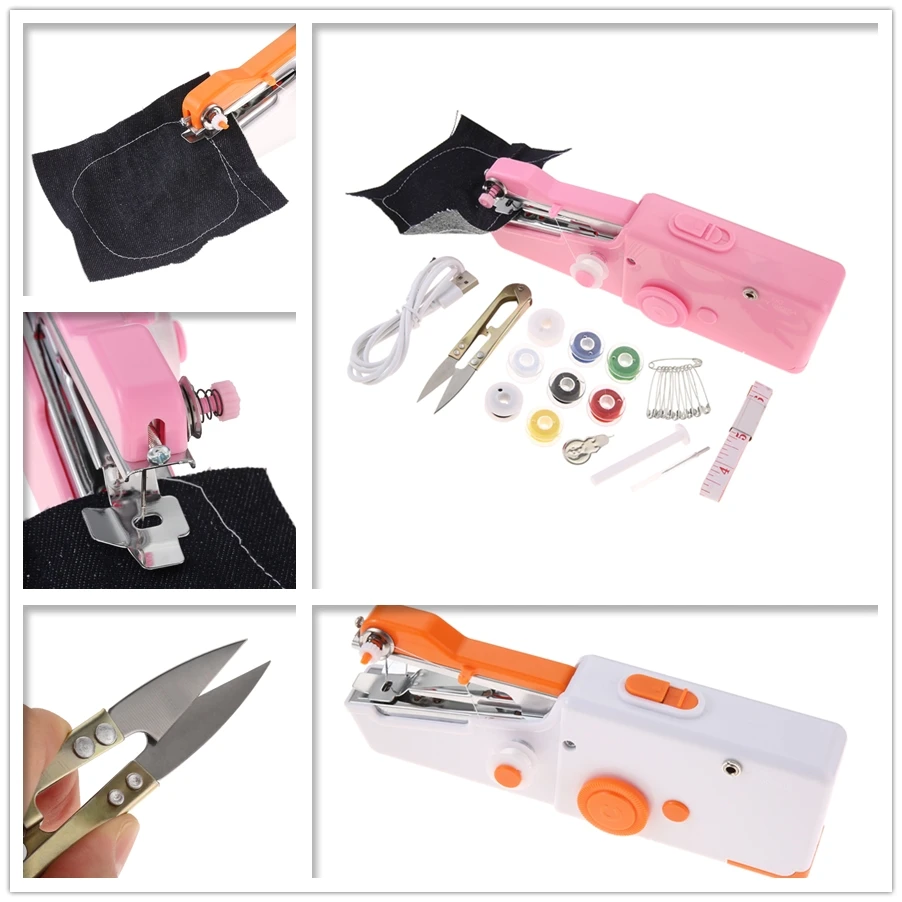 Tragbare Elektrische Nähmaschine Set mit Fadenspule, Nadeln und Zubehör für DIY-Projekte, Reparaturen von Kleidung, Vorhängen und Spielzeug