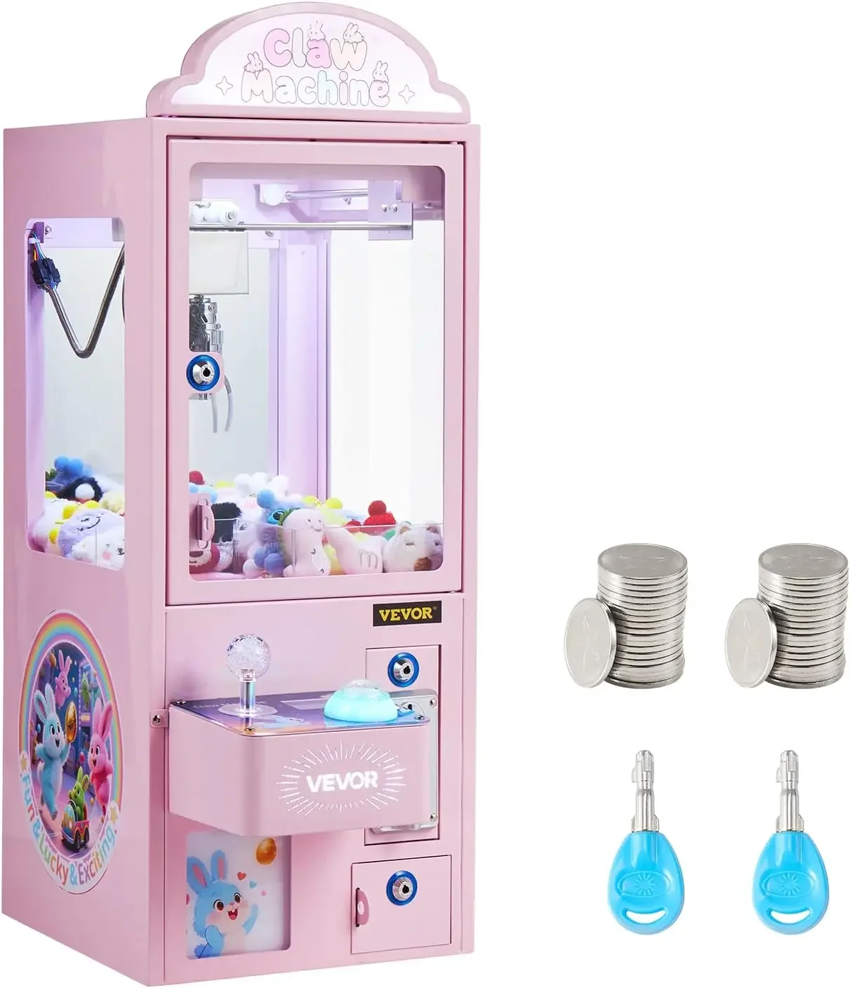 VEVOR Claw Crane Machine, Medium-Sized Arcade Game Machine with Light & Sound, Adjustable Steel Claws, Precise Toy Candy Grabber