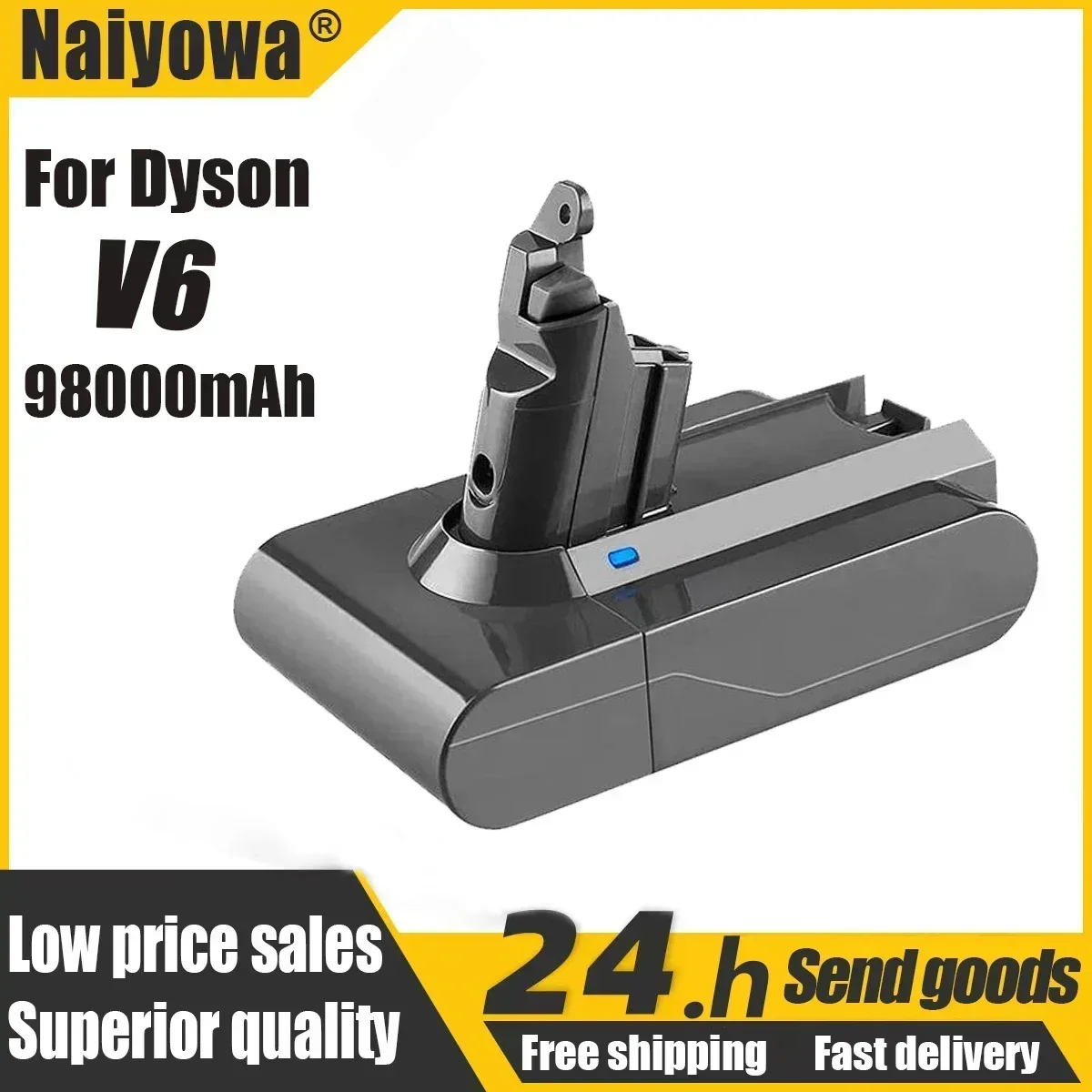 

2024 38000mAh 21.6V 38Ah Li-ion Battery for Dyson V6 DC58 DC59 DC61 DC62 DC74 SV09 SV07 SV03 965874-02 Vacuum Cleaner Battery