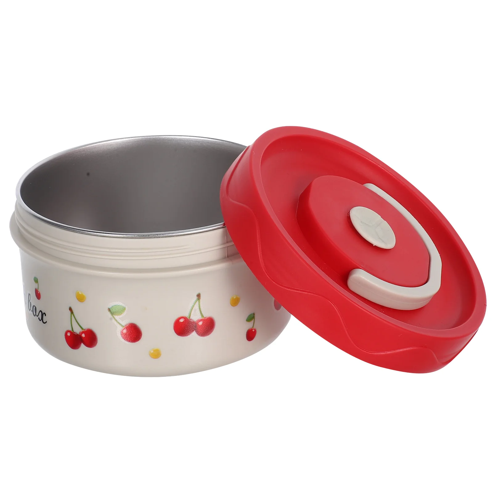 

304 Stainless Steel Lunch Box 420ml Cherry Pattern Compact Microwave Safe Leak-Proof Thermal Bento Lunch Container