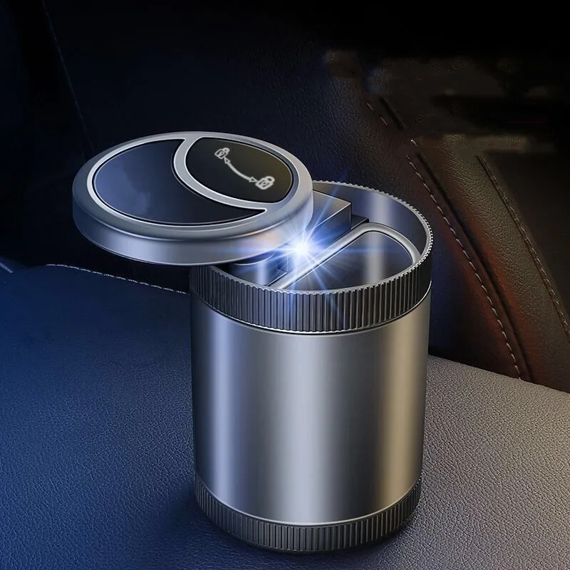 Car Ashtray With LED Light Portable Universal Alloy Ash Tray Aluminum Cup Smokeless  For Chevrolet Bentley car view 6