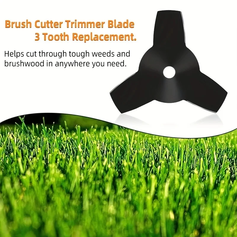 LUSQI 1pc 3 teeth lawn mower blade mower weeder brush cutter accessories steel grass head three-tooth mower blade