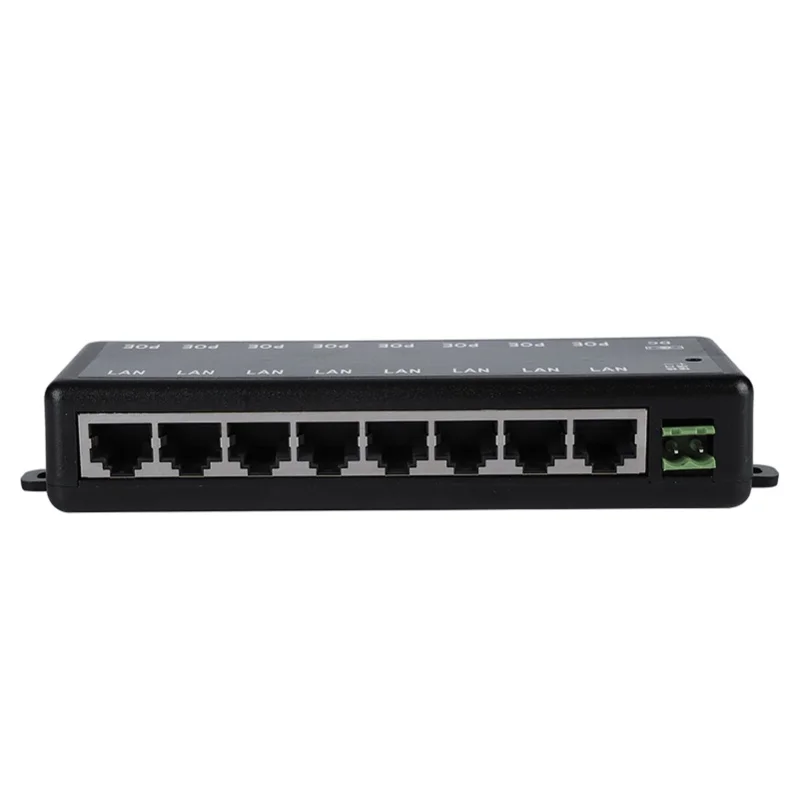 DC12V-48V 8 واجهات محول PoE السلبي الطاقة عبر إيثرنت POE وحدة إمداد الطاقة حاقن