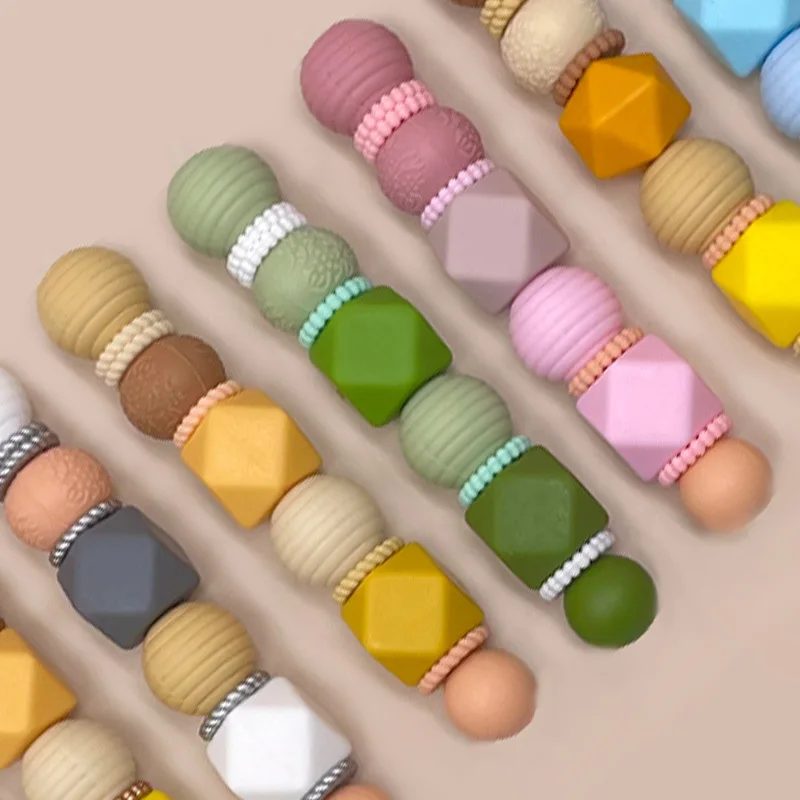 50PCS 플랫 라운드 비즈 새로운 어린이용 실리콘 비즈 펜 액세서리 식품 등급 플랫 라운드 실리콘 비즈 포컬 비즈 도매