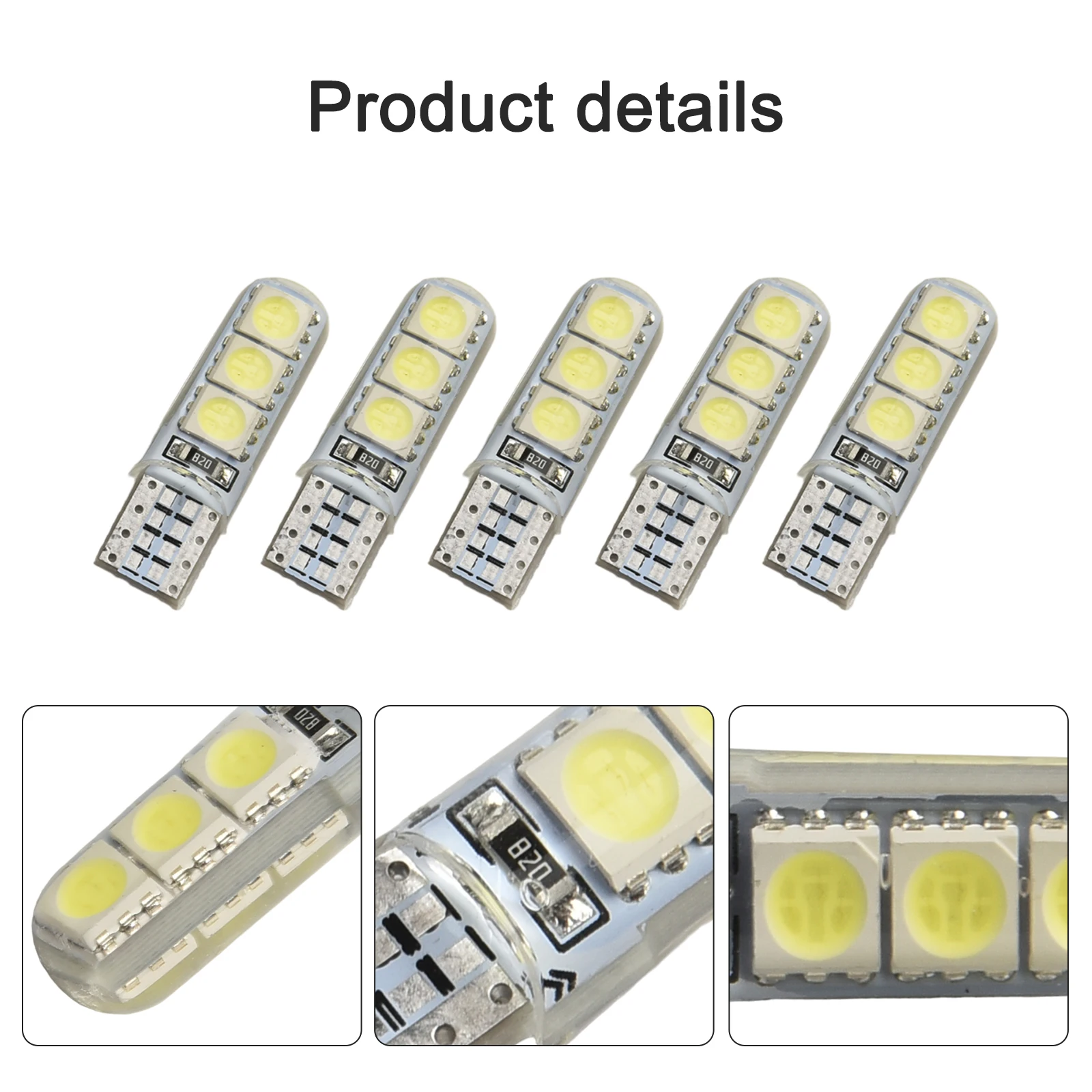 Carcasa de silicona Canbus LED blanca, placa de matrícula de 12V cc, 10 piezas, 194 W5W, Car-5050-6SMD, ahorro de energía, ecológica