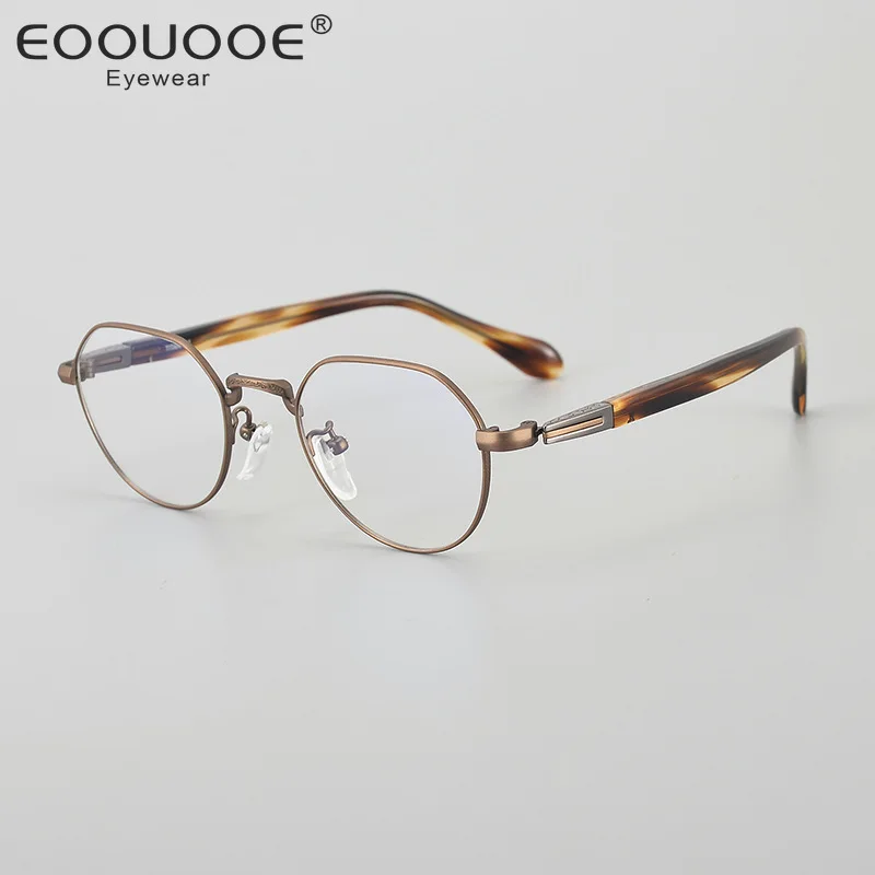 Designer Ultra-Light Pure Titanium Glasses Frame Plate Polygon Irregular Men Women Retro Myopia Prescription Eyelasses Frames