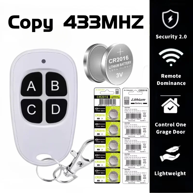 

433MHz nice Garage Door Remote Control 4-Button Copy Universal Remote Control Clone Electric Garage Door Transmitter