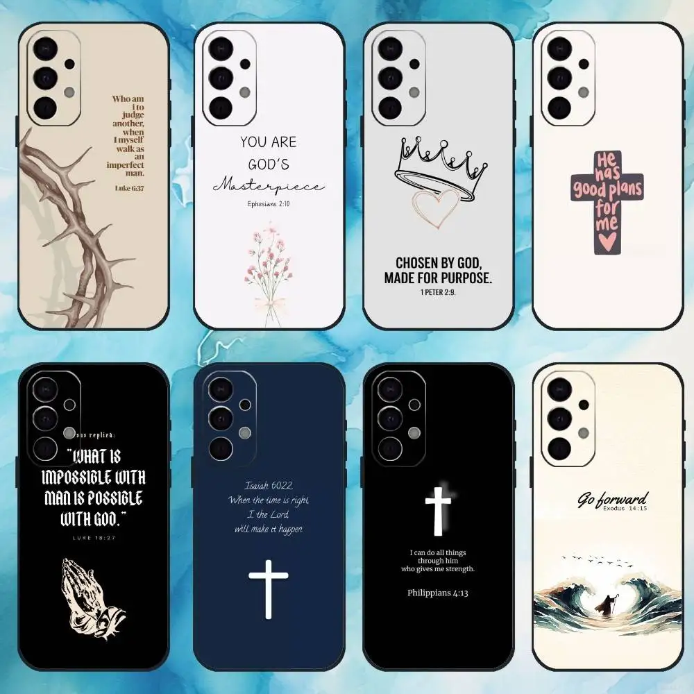 

Jesus Bible Verse Phone Case For Samsung Galaxy A73,A72,A71,A70,A53,A52,A51,Others Soft Black Cover