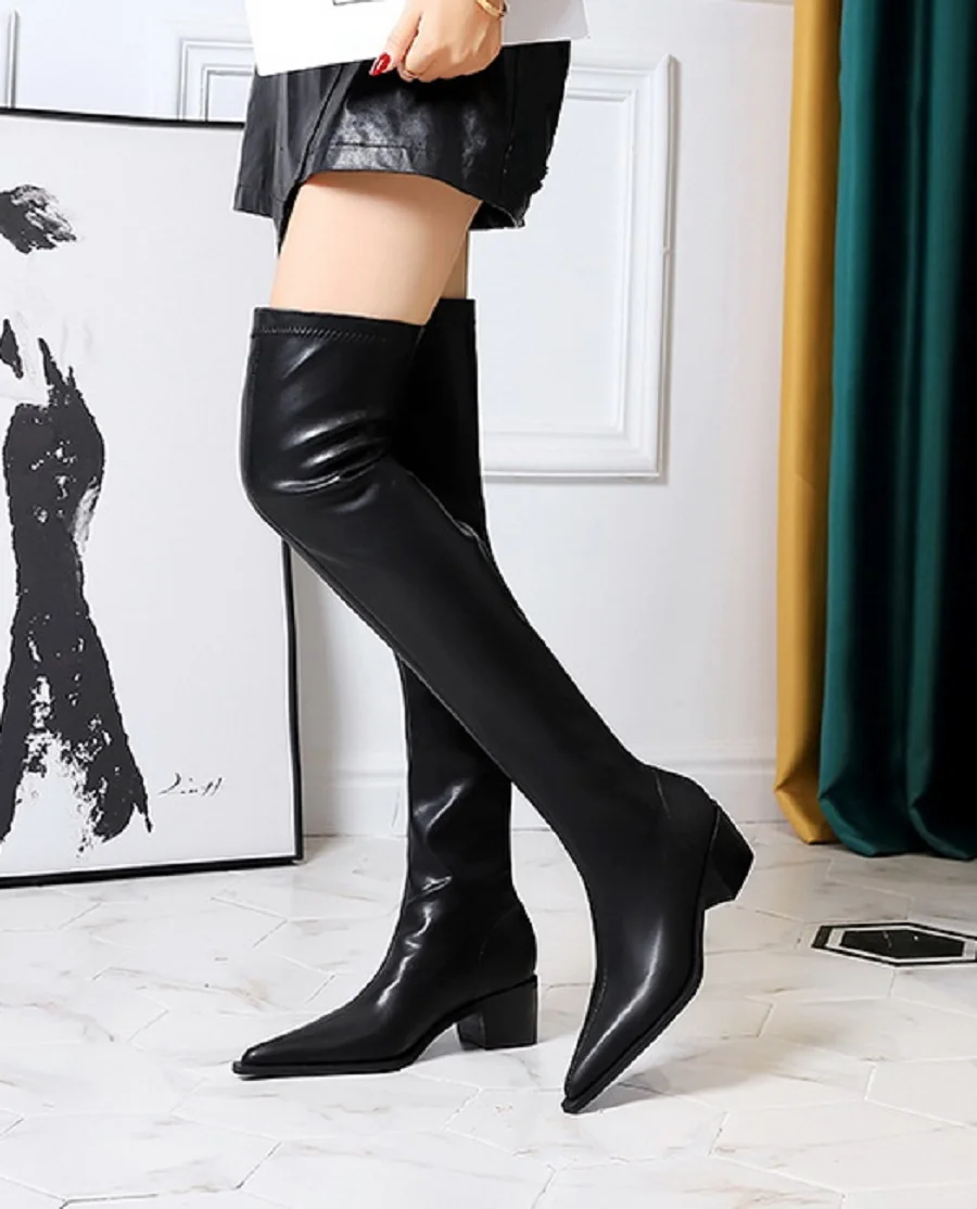 

New fashion Women's Boots Over The Knee high Long Winter Shoe Chelsea Female Designer