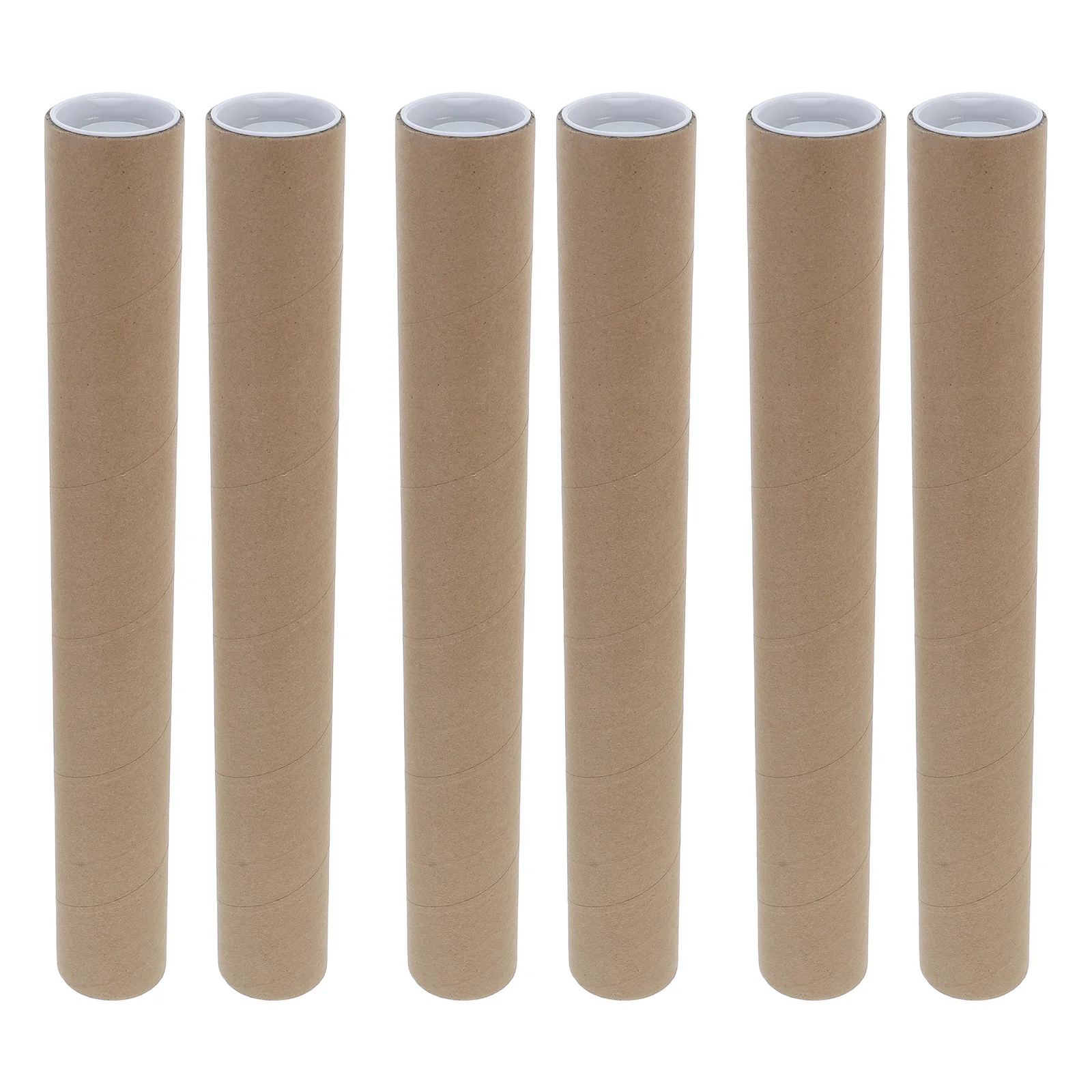 6pcs Kraft Paper Artwork Tubes Mailing Shipping Tubes Plastic Caps Poster Scroll Tube Box Multipurpose Storage Calligraphy