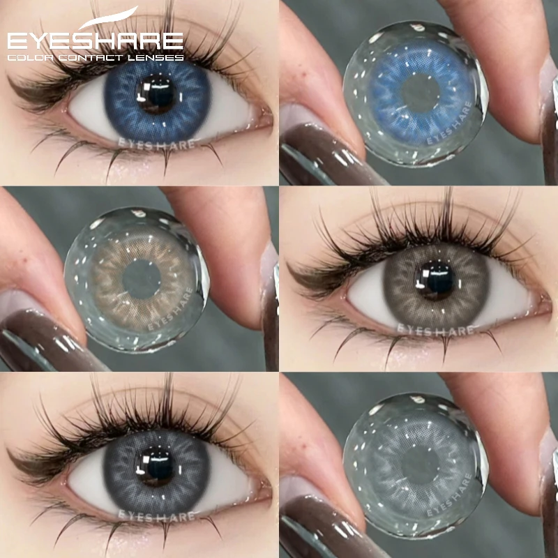 EYESHARE 1Pair Colored Contact Lenses for Eyes Natural Look Gray Eye Lenses Brown Contacts Blue Lenses Green Eye Lens Yearly