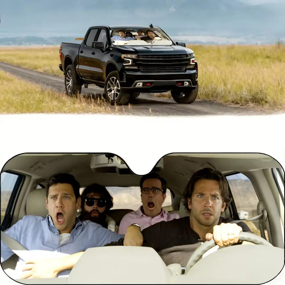 

The H-Hangover Movie Sun Visor Reusable Aluminum Foil UV Protector Heat Three-layer Insulation Windshield Sunshades