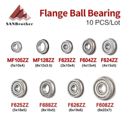10pcs Flange Ball Bearings MF105ZZ MF128ZZ F623ZZ F604ZZ F608ZZ F688ZZ 3D Printers Parts Deep Groove Pulley Wheel Aluminium Part