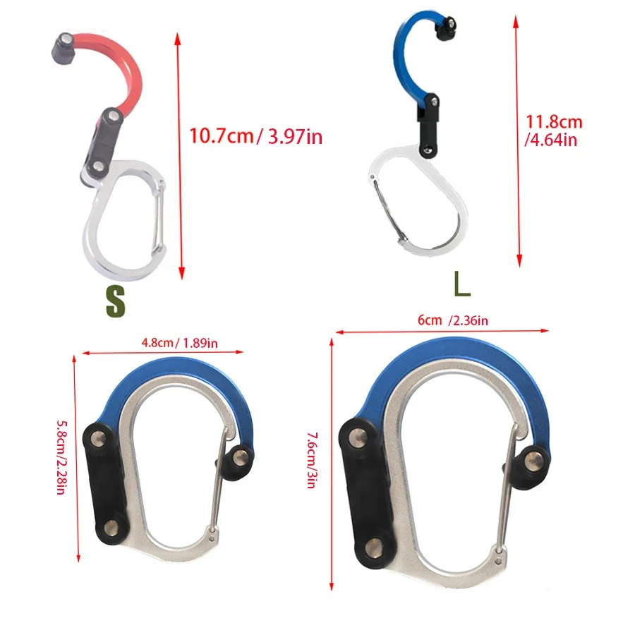 TRALOW  Carabiner Gear Clip and Hook for Hanging Heavy Duty Items, Camping Backpacks, Suitcases, Kayaks, Bicycles Outdoor Use