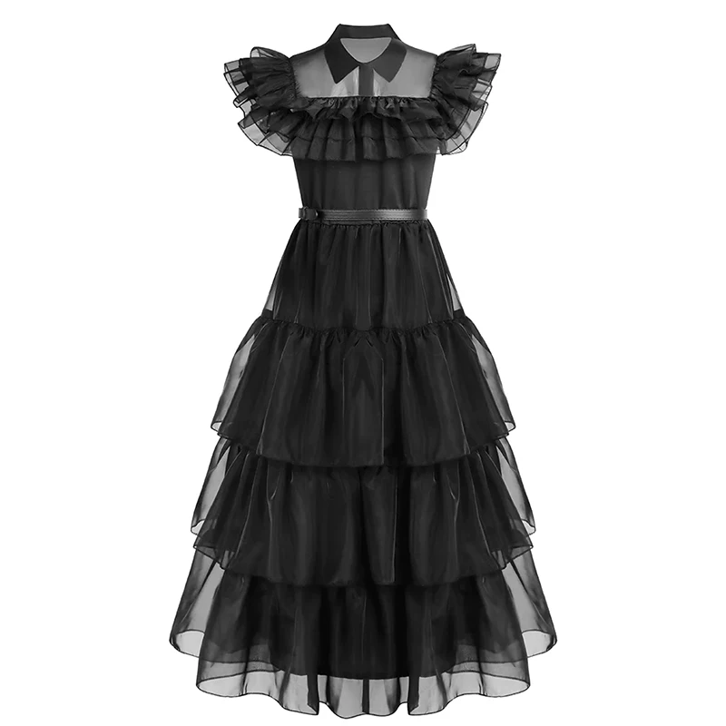 Movie Wednesday Cosplay Dresses Wednesday Addams Cosplay Costume Gothic Wind Adult Kids Children Dress Halloween Party Costumes