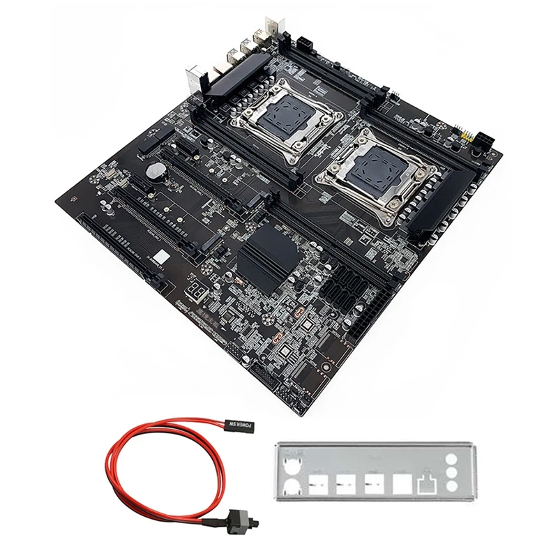 

NEW-X99 Dual-Socket Mining Motherboard With Switch Cable+Bezel LGA2011-3 Dual CPU DDR4 Memory Slot 8XSATA2.0 M.2 Motherboard