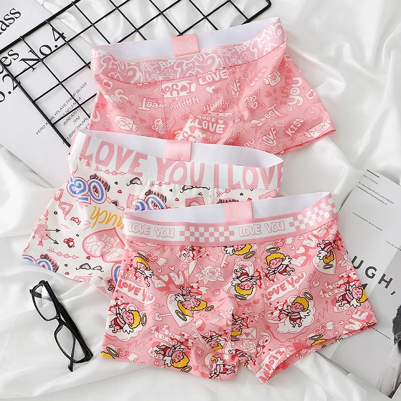 Cotton Men Panties Cute Cartoon Shorts Sports Boxer Breathable Summer Sexy Underwears Mid-Waist Boyshort Boys Student Pants