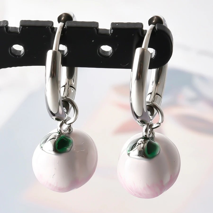 Anlaufgeschützte 316 Edelstahl-Ohrhänger mit Kaktus-, Paprika- und Hunde-Emaille-Anhängern, runde Ohrringe für Damen und Herren, Ohrschmuck, Piercing – Detail 16