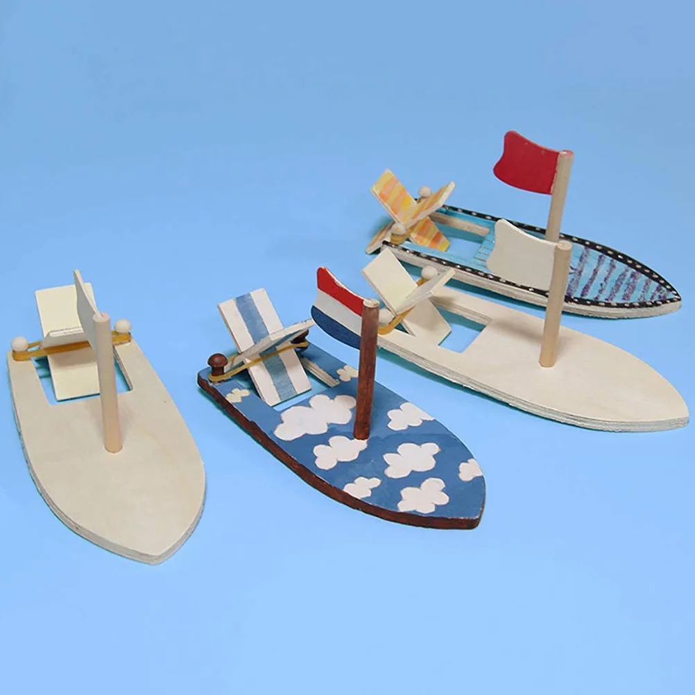 DIY Wooden Sailboat Model Kid Graffiti Boat Model Wooden Sailboat Model DIY Boat Craft for Kids Blank Graffiti Child Paint