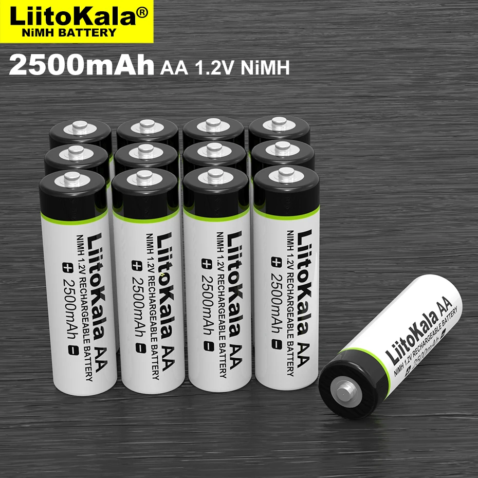 Liitokala-充電式バッテリー1.2V,aa 2500mah,温度ガン,リモコンマウス,おもちゃの電池