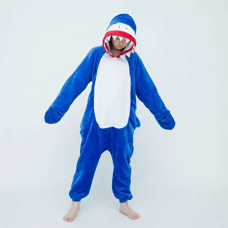 Kigurumi 3D Shark Onesies Kids Children Animal Jumpsuit Girls Boys Pajamas Anime Cosplay Costumes For Christmas Halloween Party
