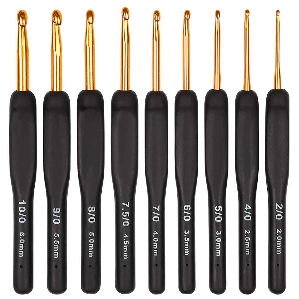 9pcs Knitting Needle Crochet Set 2.0/2.5/3.0/3.5/4.0/4.5/5.0/5.5/6.0mm Black Crochet Sweater Knitting Tool Sewing Needle Set