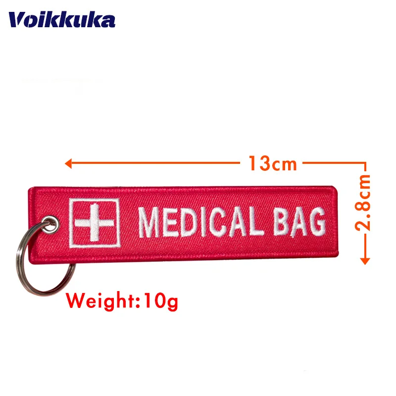 1PC 2PCS 3PCS 3 Packs Sale Cross Logo Medical Bag Both Sides Embroidery Red Tag Keychain Motorcycle Key Accessories