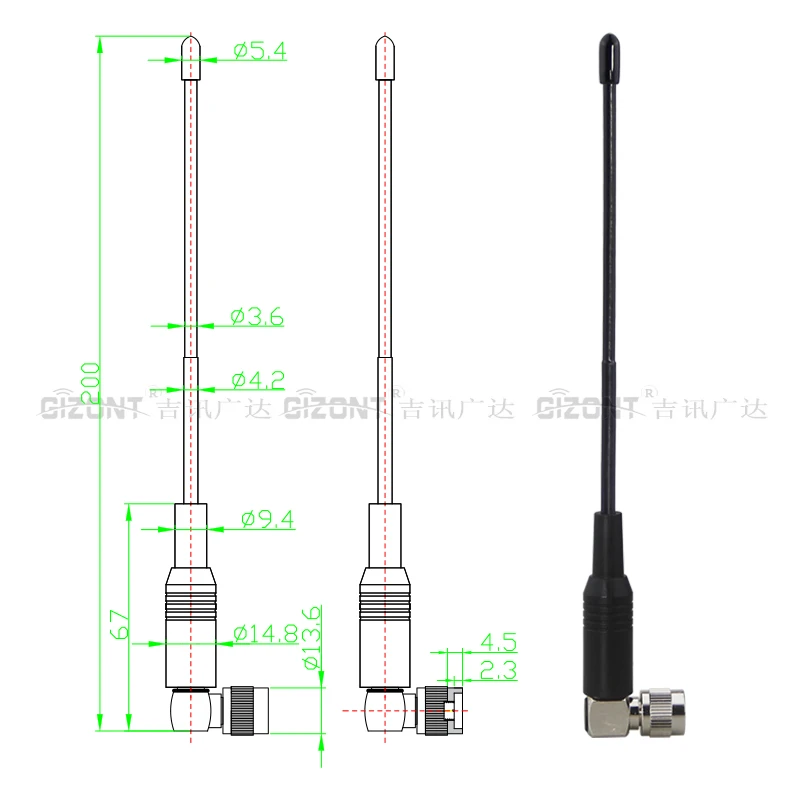 LoRa 433MHz Antenna, 170MHz, 230MHz Soft Whip-Shaped Antenna, Omnidirectional High-Gain SMA Right-Angle Connector